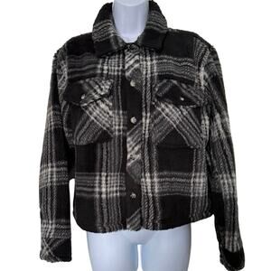 Thread & Supply Plaid Sherpa Jacket Women's XS Cozy Short Length EUC